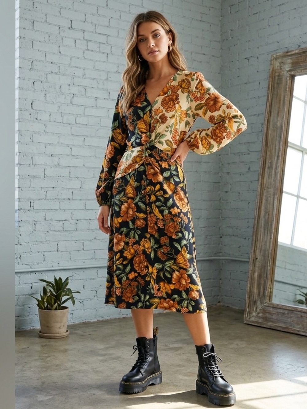 🌸Harlow & Rose boho style midi dress size M